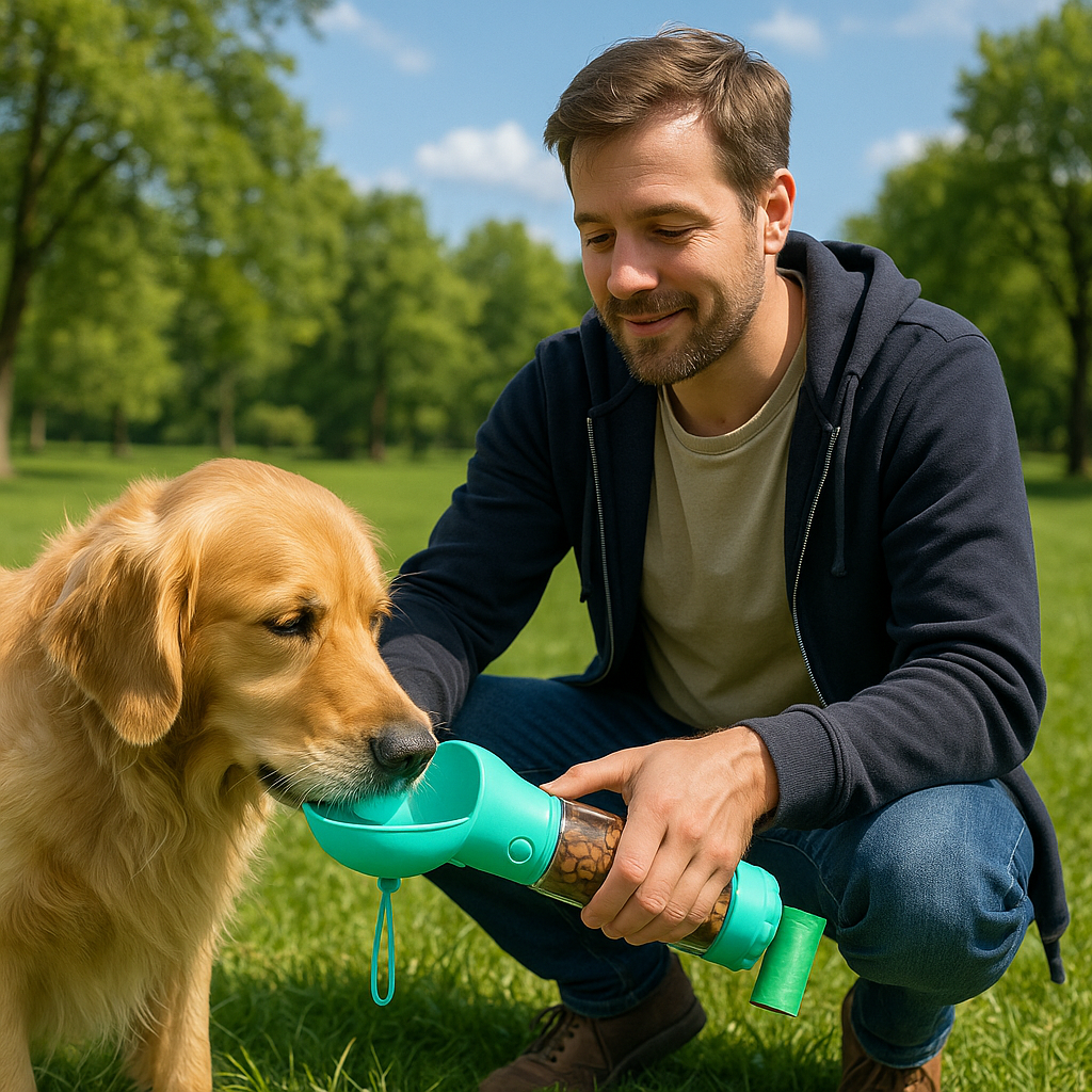 Botella 3 en 1 para Mascotas: ¡Todo lo que Necesitas en un Solo Lugar!