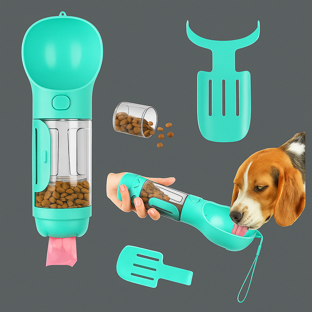 Botella 3 en 1 para Mascotas: ¡Todo lo que Necesitas en un Solo Lugar!