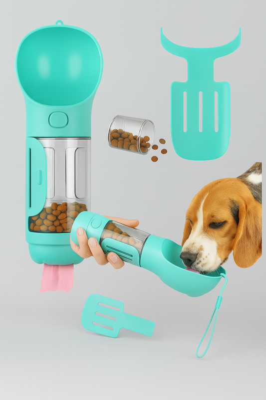 Botella 3 en 1 para Mascotas: ¡Todo lo que Necesitas en un Solo Lugar!