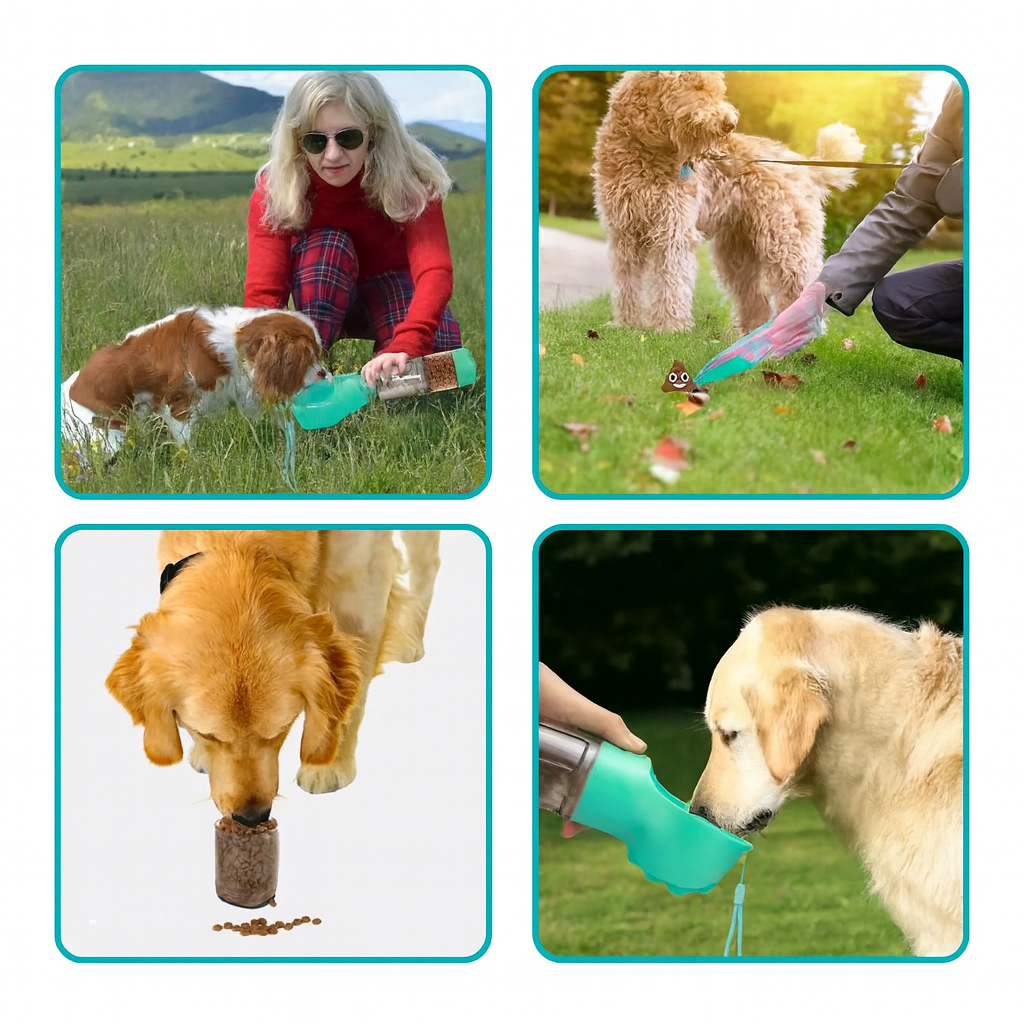 Botella 3 en 1 para Mascotas: ¡Todo lo que Necesitas en un Solo Lugar!